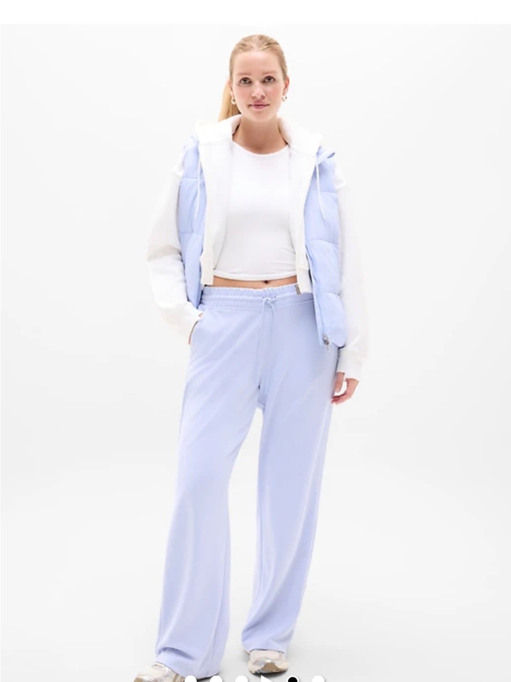 Athleta Seasoft Mid Rise Straight Wide-Leg Drawstring Pants color Gossamer